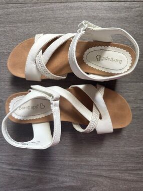 BareTraps White Braided-Strap Women's Sandals with Tan Footbed